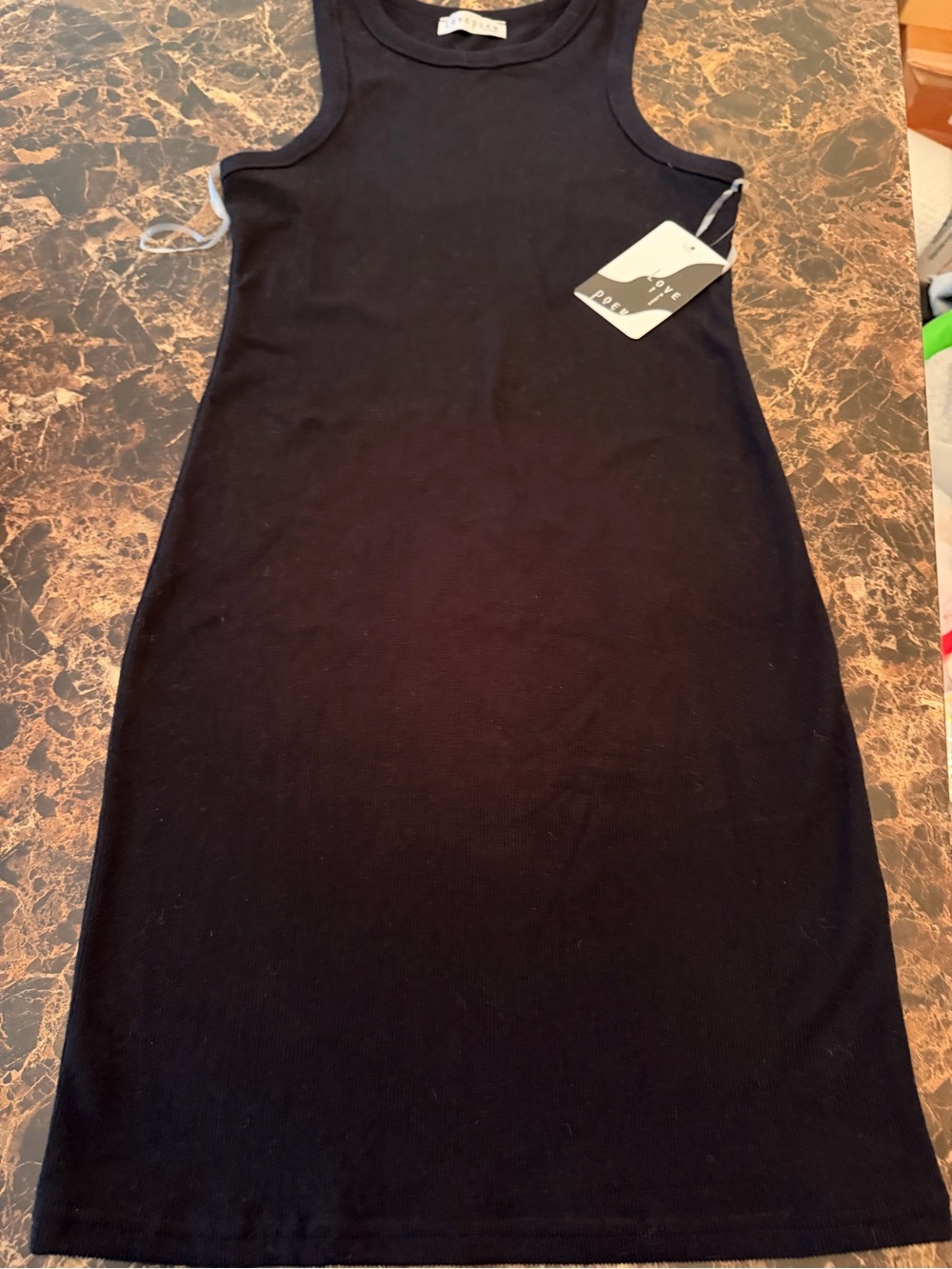 NWT Love Poem Black Ribbed Sleeveless Midi Tank Dress Women’s Size L - Picture 2 of 6